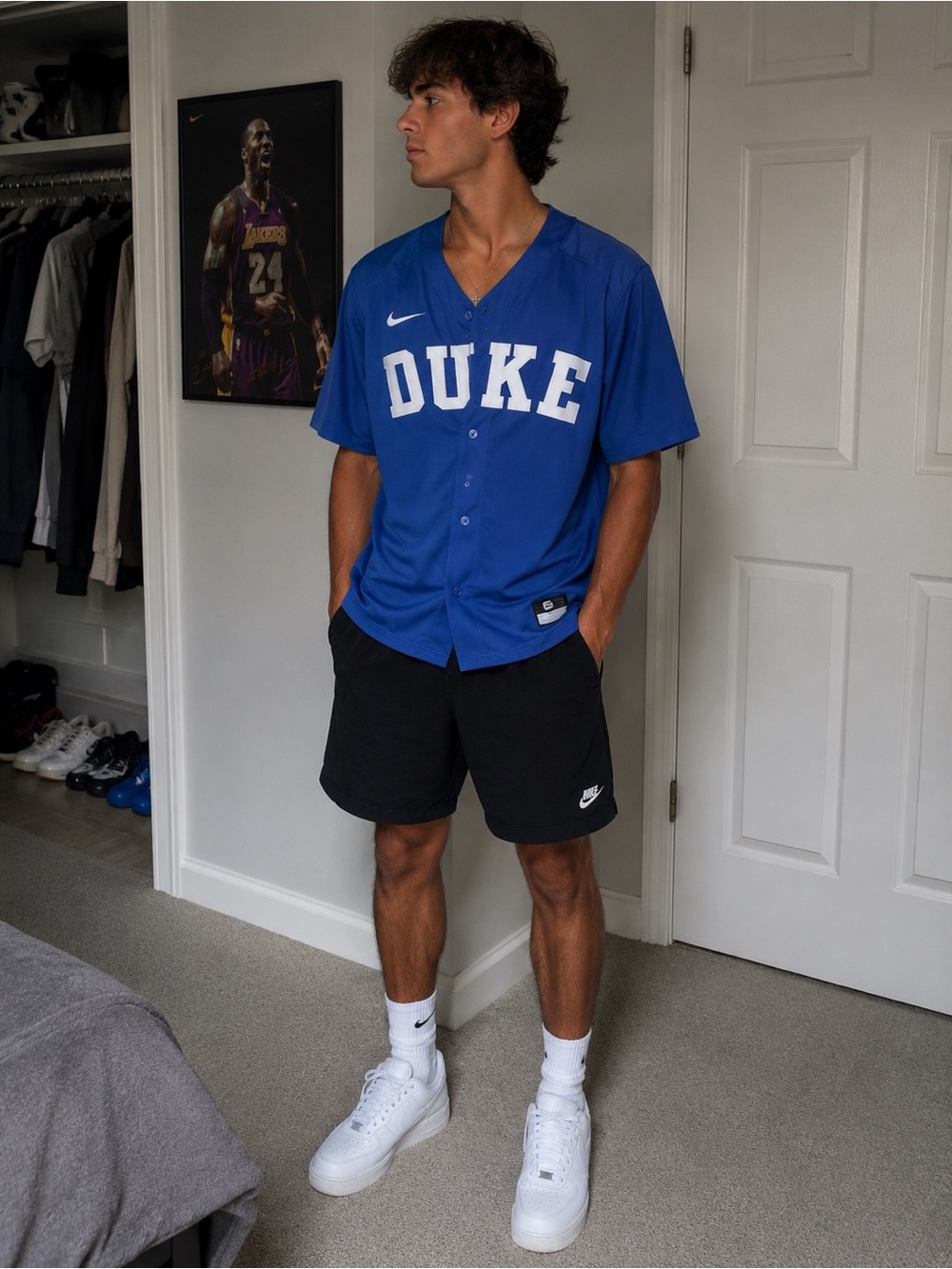 Nike Royal Blue DUKE Baseball Jersey with White Lettering Size Small